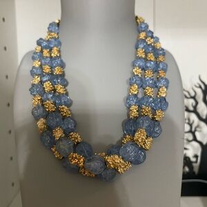 1950’s Crown Trifari Mediterranean Crackle Glass Choker Necklace